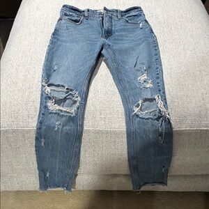 Abercrombie & Fitch High Rise Distressed Blue Jeans